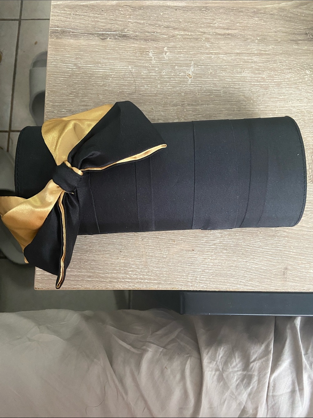 Estee Lauder Black and Gold Bow Clutch